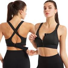 Women's Cross Back Zip-Front Sports Bra – High Support Workout Bra
